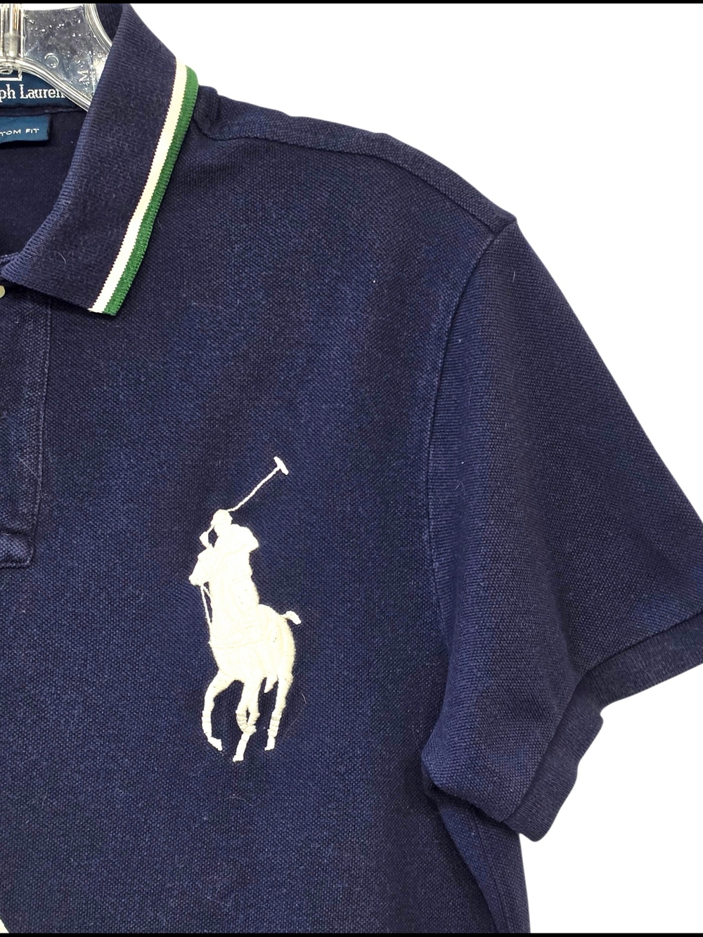 Polo Ralph Lauren Wimbledon Custom Fit Navy Green White Colorblock Polo Shirt - Picture 4 of 16